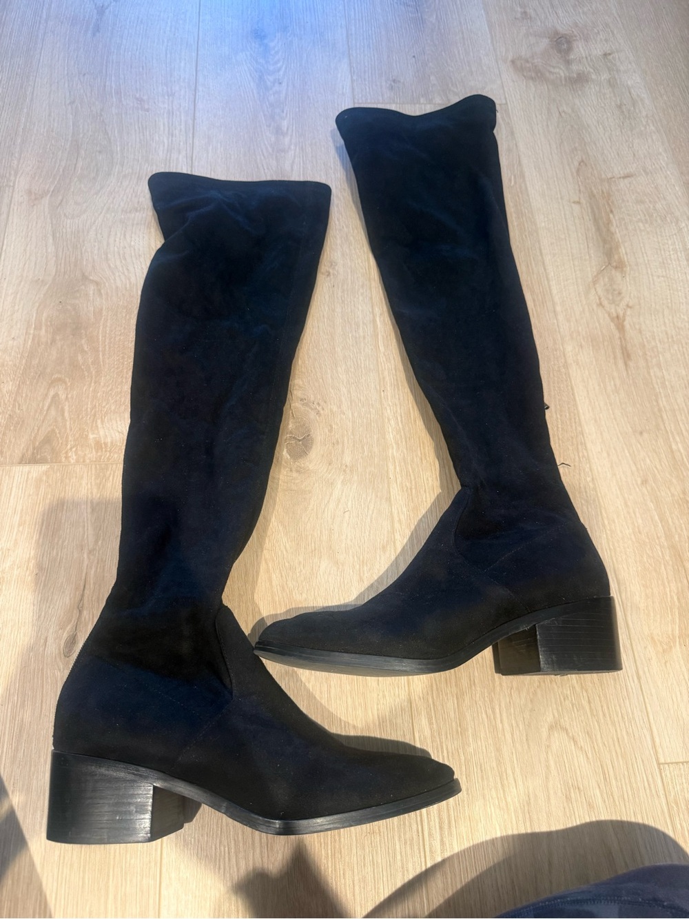 Steve Madden Black Over-The-Knee Suede Block Heel Boots